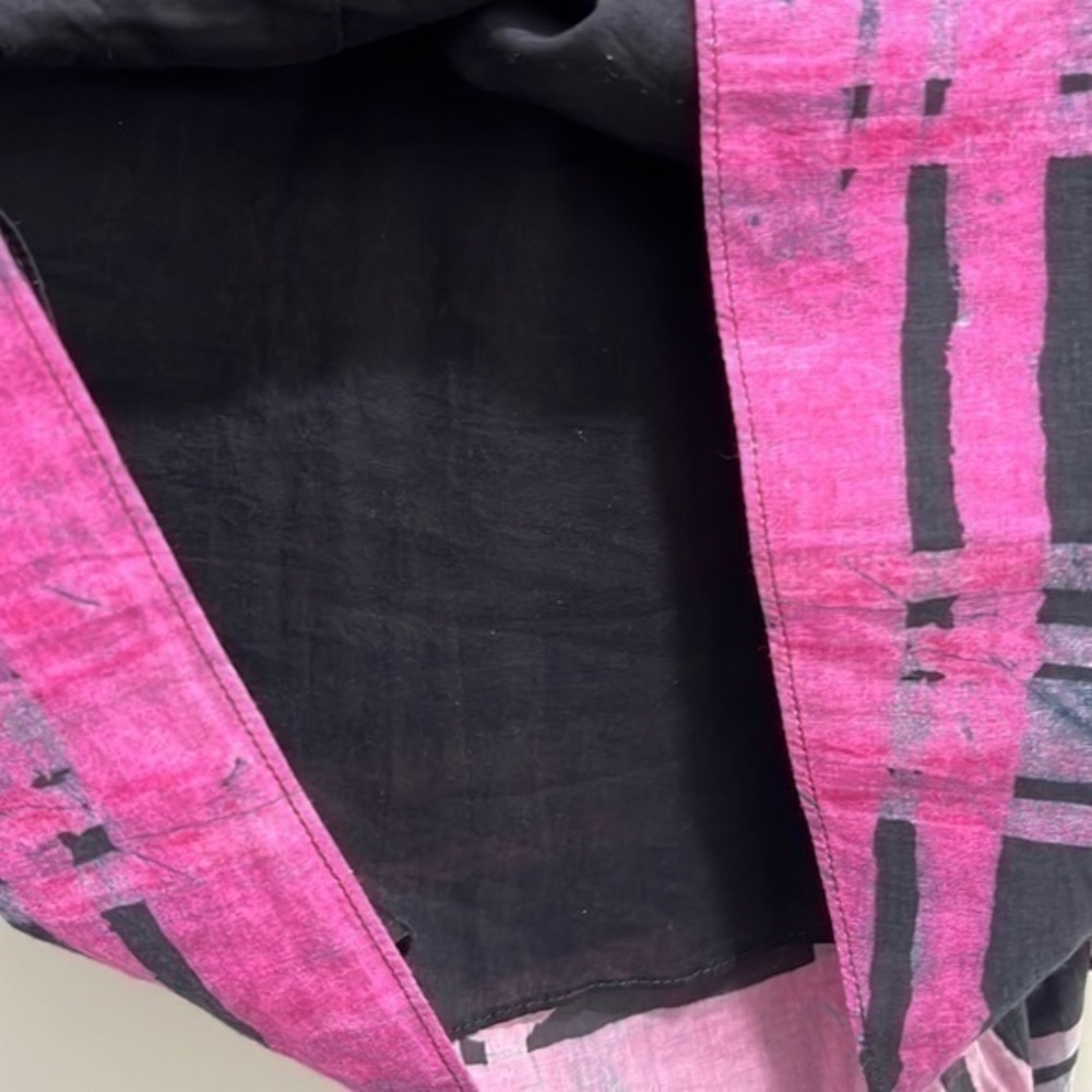 RHODE Piper Ruched Cotton Black and Magenta Pink Printed Mini Dress Size XS - Picture 6 of 7